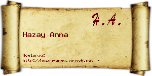 Hazay Anna névjegykártya